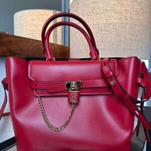 Michael Kors Hamilton Large Satchel with Gold Chain